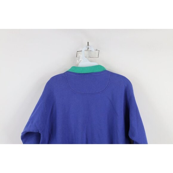 Vintage 90s Streetwear Womens Small Faded Blank Color Block Collared Sweatshirt - Picture 12 of 13